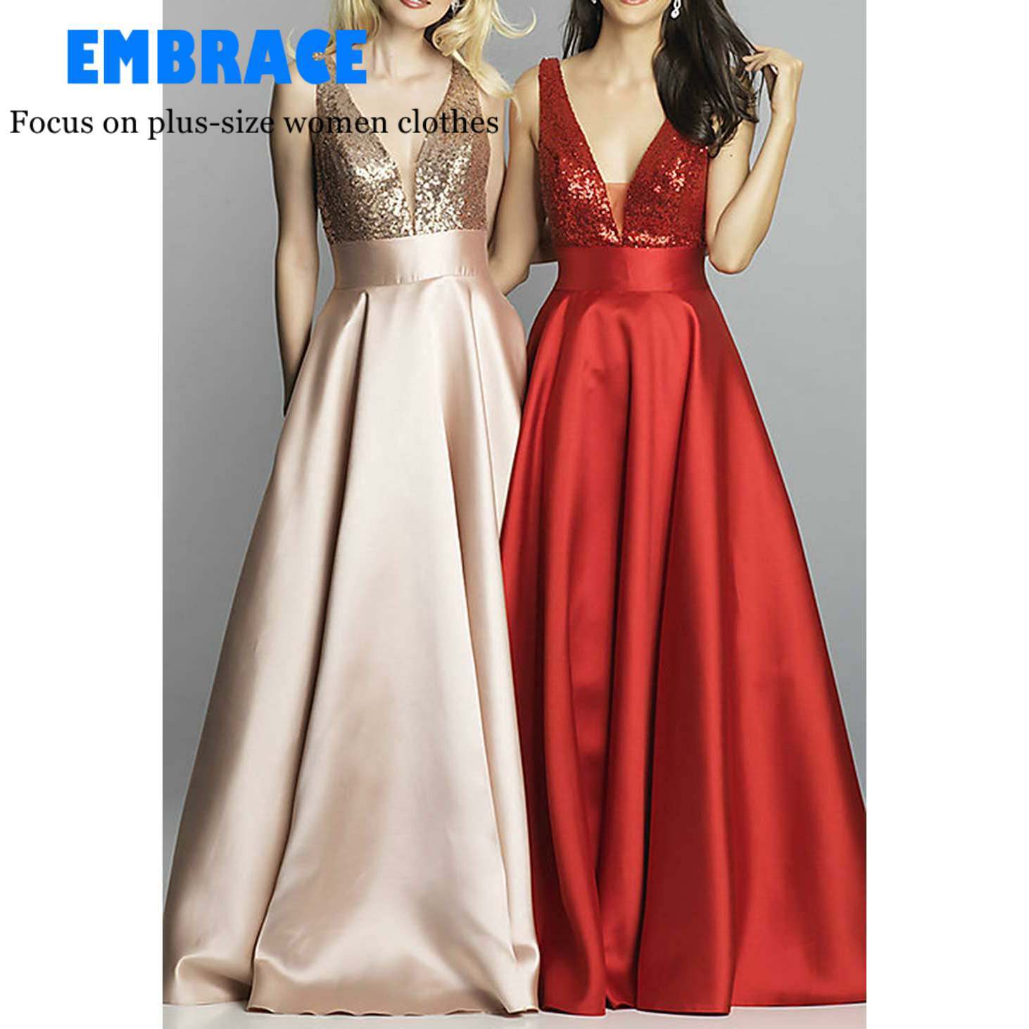 Foreign trade European and American evening fashion sequined rose Club V-neck backless bridesmaid dress female wedding dress 2023 Amazon dress