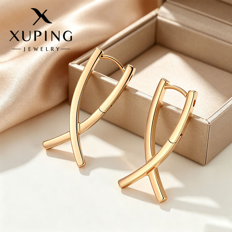 Aretes de Hebilla Cruzados de Aleación, Estilo Retro, para Mujer image 7