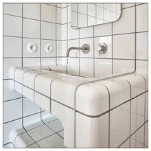 美弧砖卫生间圆转角浴缸洗手台瓷砖厨房吧台墙砖灰粉色水池小白砖