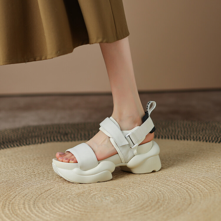 Summer sports sandals platform heels with velcro