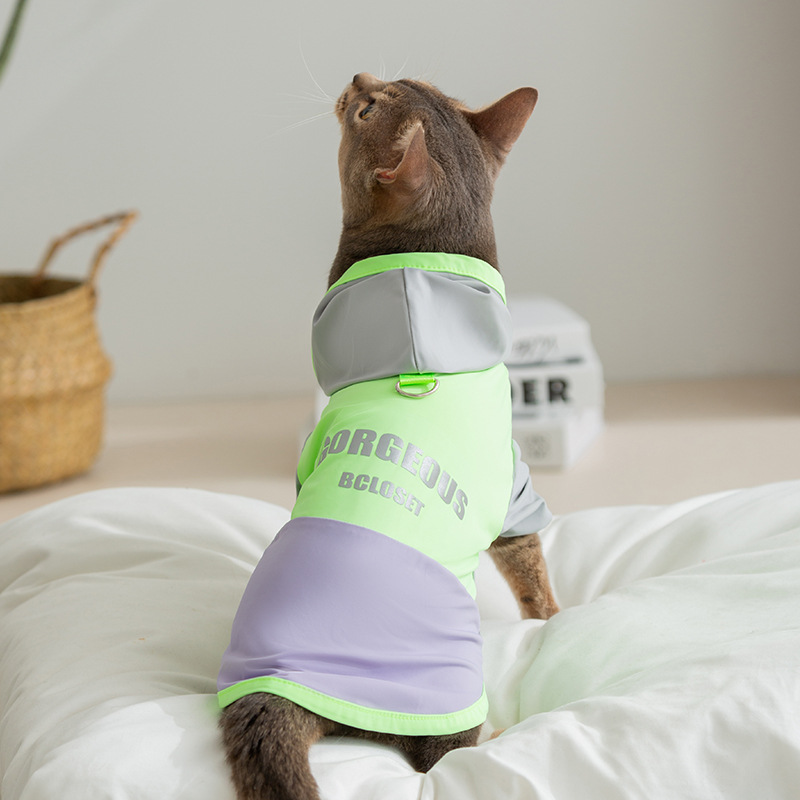 Primavera helado protector solar gato encapuchado ropa de protección solar gato sin pelo gato pequeño al aire libre helado perro mascota ropa de gato