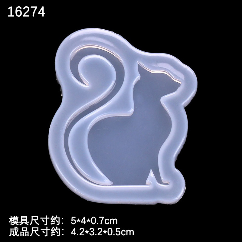 Espejo 7 gato gatito Fox ciervos resina UV cristal epoxi molde DIY accesorios de la joyería parche herramienta