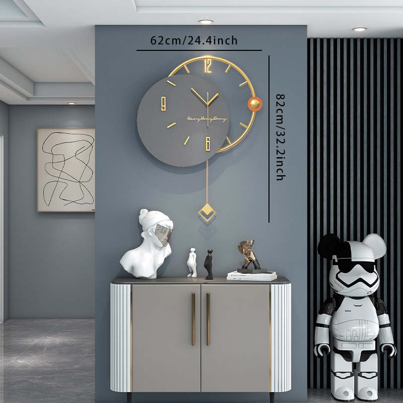 Reloj de pared moderno y accesorio de lujo para sala de estar, decoración sencilla de alta gama para el hogar, reloj silencioso, reloj creativo sin perforaciones para colgar en la pared