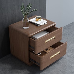 German Walnut Solid Wood Bedside Table Multifunctional Bedroom Simple Modern Storage Cabinet Manufacturer Price