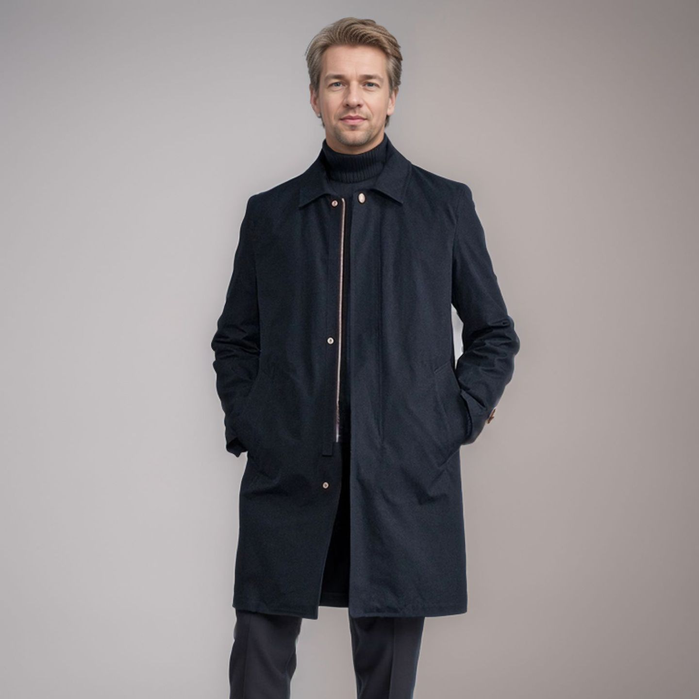 Men's Ready-Made Windbreaker Spring and Autumn New Solid Color Jacket Mid-Length Windbreaker Men's Simple Commuter Cross-Border Clothing