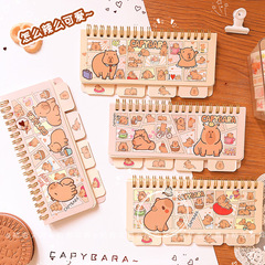 卡通創意卡皮巴拉鋼琴式分類本線圈本ins高顏值可愛彩頁本手賬本