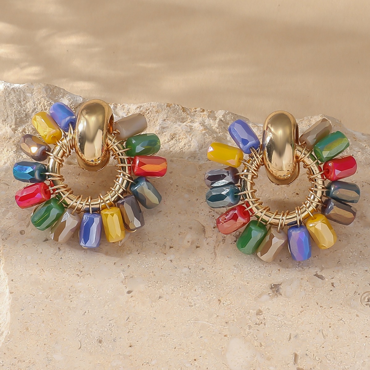 12g Weight 304 Stainless Steel Ear Needle Material Drop Earrings Classification 1 Pair Quantity Holiday, Daily Occasion Artificial Crystal Material Geometric Pattern All Seasons Season Women's Gender Plating Design Retro, Simple Style Style 1 Pair Retro Simple Style Geometric Plating Artificial Crystal Drop Earrings 8