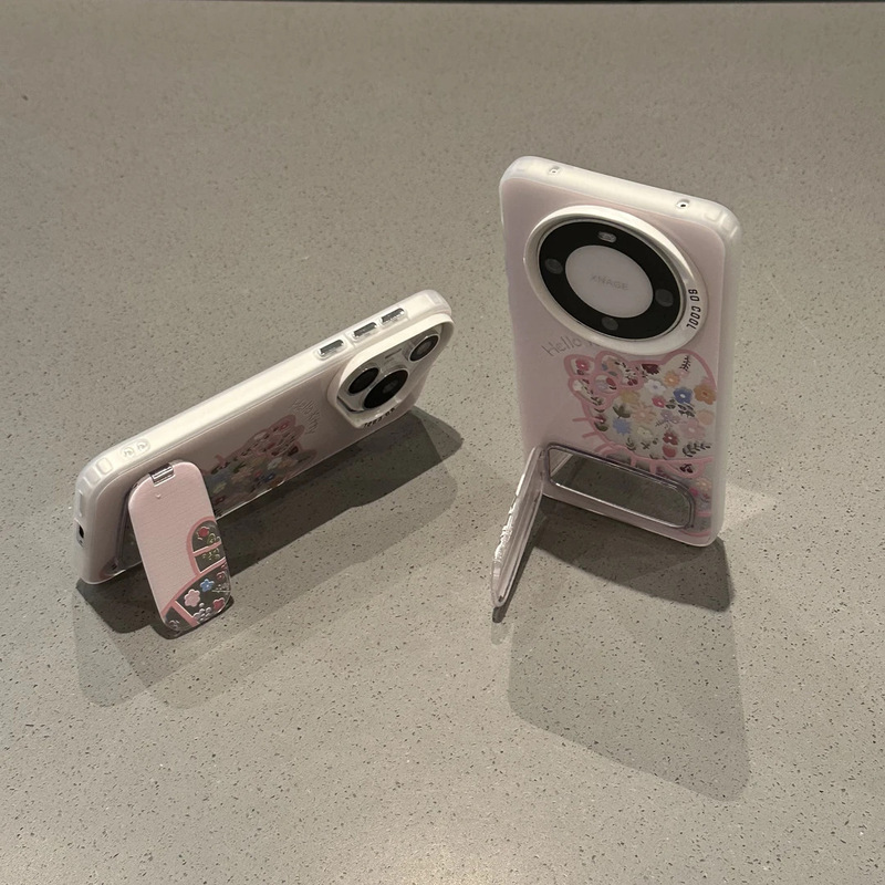 镂空碎花Kitty猫适用iPhone16/17手机壳14彩银IMD15/13女12支架xs|undefined