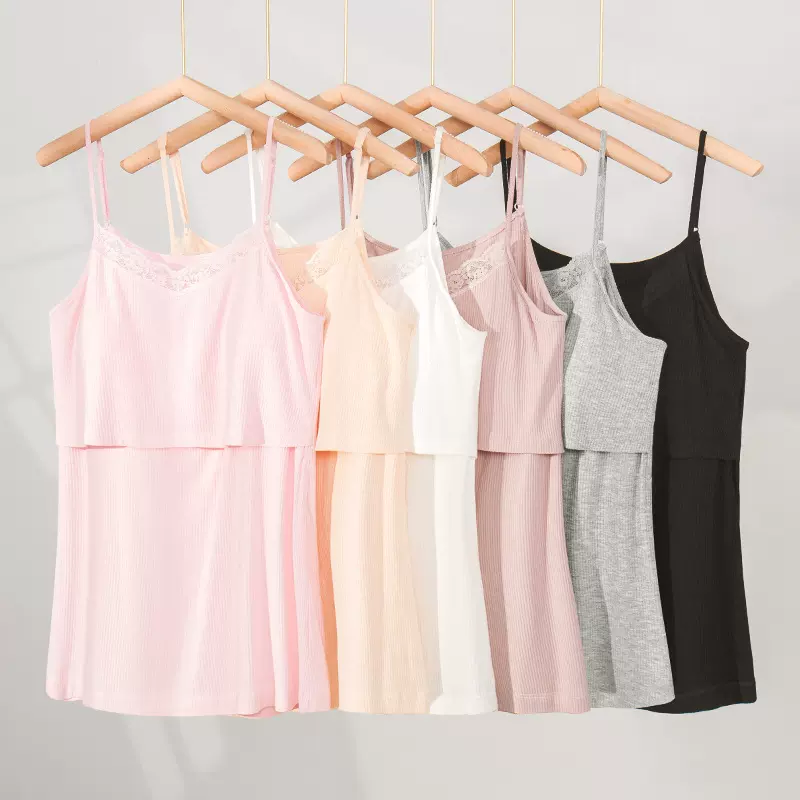 秋冬款哺乳吊带轻薄透气孕期喂奶背心棉里料孕妇内衣舒适家居服