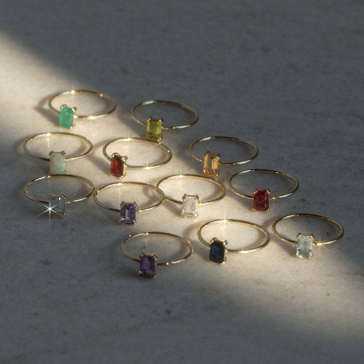 Simple Style Square Titanium Steel Plating Zircon Rings