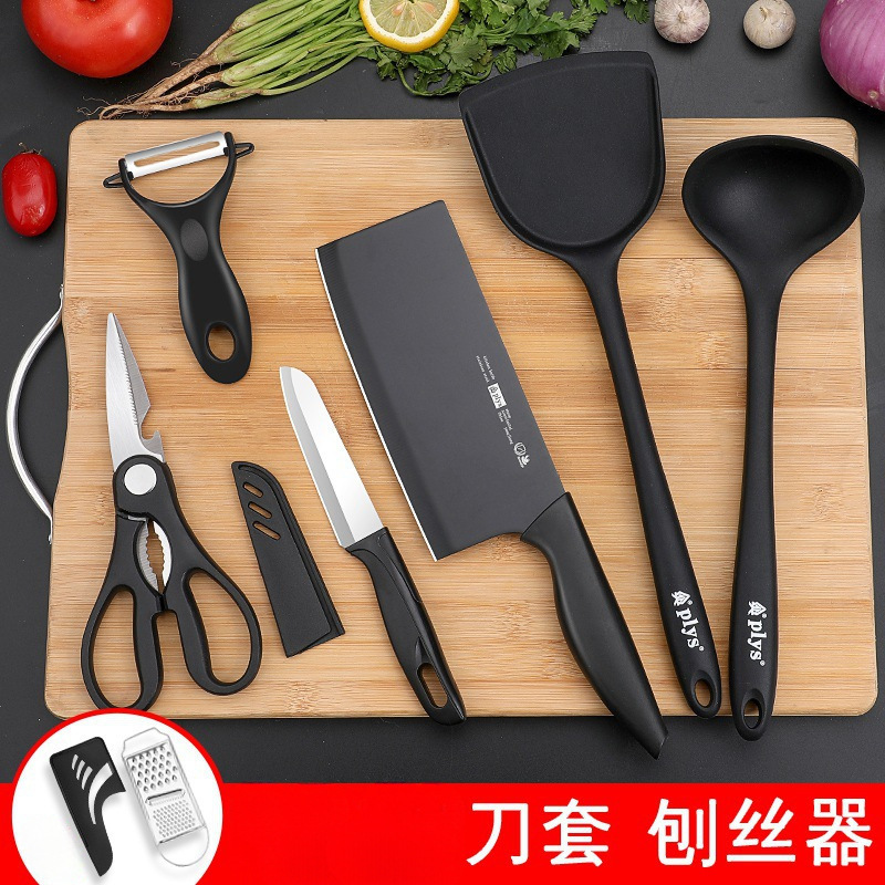 Kit de cuchillos de cocina combinación de cuchillos de cocina domésticos cuchillos de cocina tablero de cocina 2 en 1 tablero de corte cuchillos de cocina tablero de cocina un conjunto de acero inoxidable