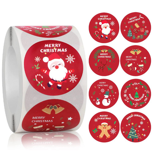 Cross-border wholesale Christmas sticker roll 3.8cm gift box sealing label Merry Christmas holiday gift decoration