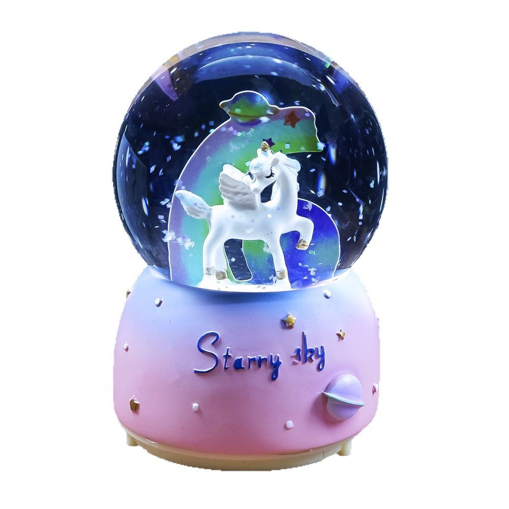 Dibujos Animados lindo mascota bola de cristal caja música luminosa decoración escritorio creativo cumpleaños Navidad regalo