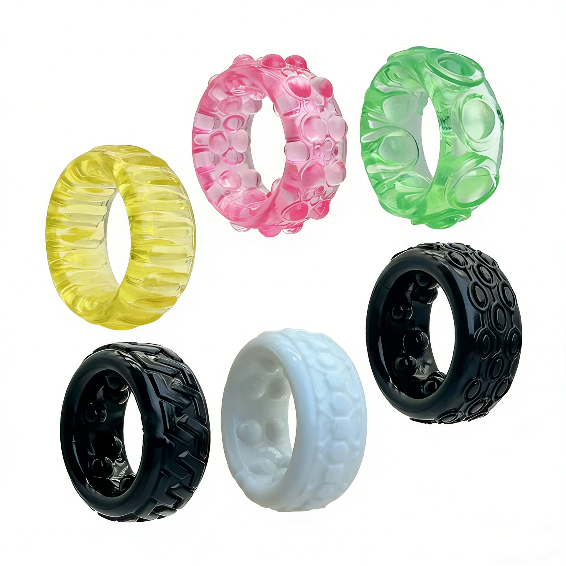 Men’s Crystal Lock Delay Ring, Smooth TPE Penis Ring, Yellow Adult Novelty — detail image 9