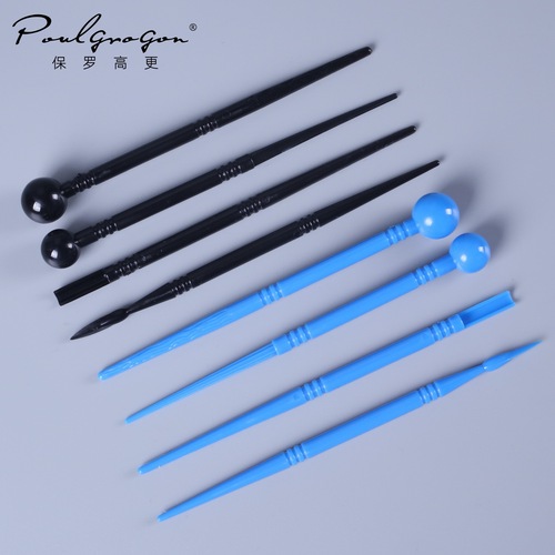 Cross-border 4-piece sugar craft polymer lightweight air-dry clay modeling tool black rod texture carving pen tool