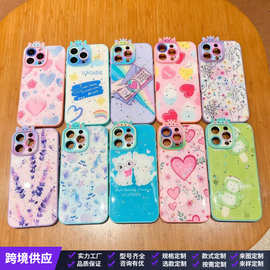 日韩清新小碎花适用苹果12手机壳iphone14pro闪粉16promax/15滴胶