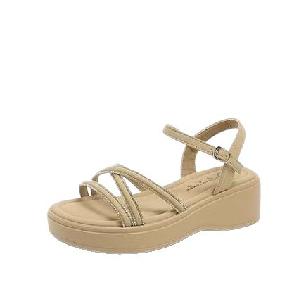Una palabra con sandalias para mujeres primavera y verano 2026 nuevo nuevo estilo de diamante Roma moda versátil muffin sandalias para niños pequeños