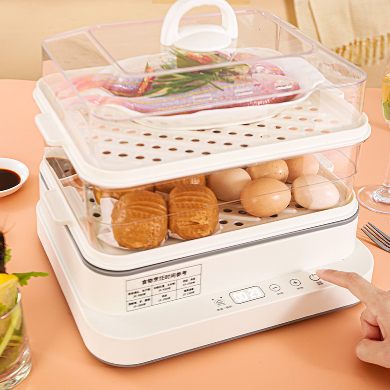 Household all-in-one multifunction timed large-capacity steaming and stewing electric steamer multi-layer steam pot electric steam basket wholesale