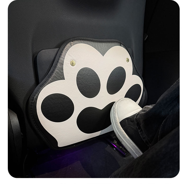 Car Seat Back Anti-Kick Pad for Women Cute Cat Paw Car Leather Seat Back Anti-Fouling Pad Cartoon Protective Pad