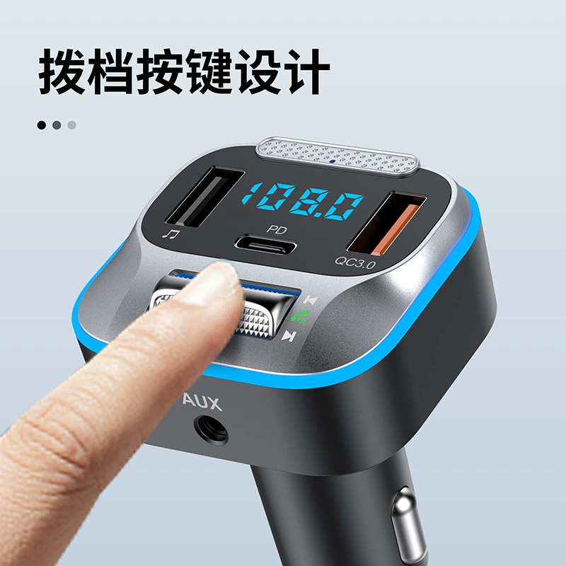 T73 автомобильный Bluetooth MP3FM-передатчик, беспроводная быстрая зарядка QC3.0PD, цветной атмосферный светильник, портативный усилитель мощности