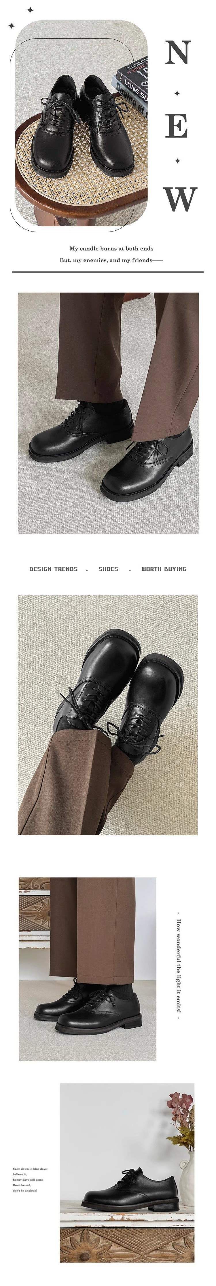 ShoeVault Square Toe Derby Leather Shoes For Men And Women, Business Formal Wear, Height Increasing, Wedding Brown Groom Style_voghion.com