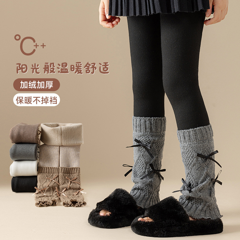 Children's pantyhose, thickened for autumn and winter, girls' slouch leggings, Korean style, baby girl fleece-lined leggings