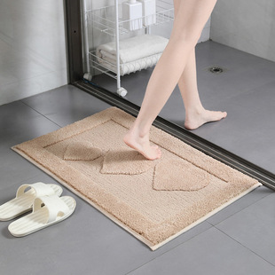 Cross-border Light Luxury Flocking Carpet Love Bathroom Mat Soft Microfiber Washable Absorbent Carpet Foot Mat