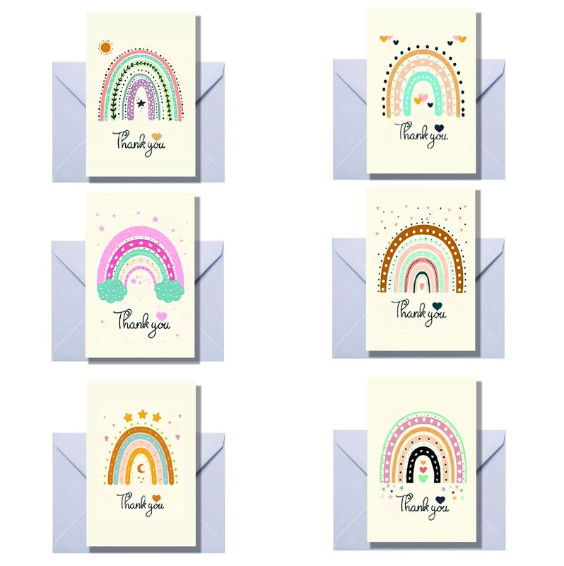 Amazon's New Rainbow Theme Ornaments Decoration Creative Thanksgiving Greeting Card Thick Cardboard Card Birthday Set