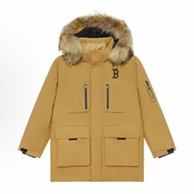 MLB洋基队2代NY工装中长款加厚连帽毛领户外男女情侣款同款羽绒服