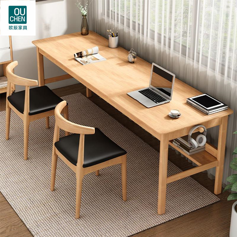All Solid Wood Double Desk Long Table Wall Narrow Table Study Desk Home Worktable Simple E-sports Table