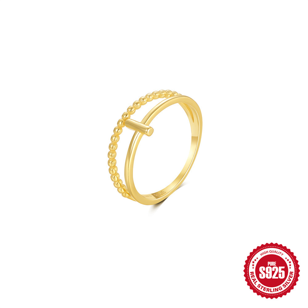 Japón y Corea del Sur s925 plata esterlina viento frío cruz pequeña fila anillo de diamantes mujer uso diario anillo de cola de dedo índice con incrustaciones de circón