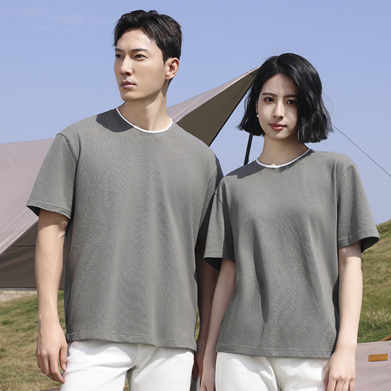 21 220G gran malla amplia camiseta de publicidad de cuello redondo ropa de clase marca de moda camiseta cultural de manga corta ropa de trabajo personalizada camiseta