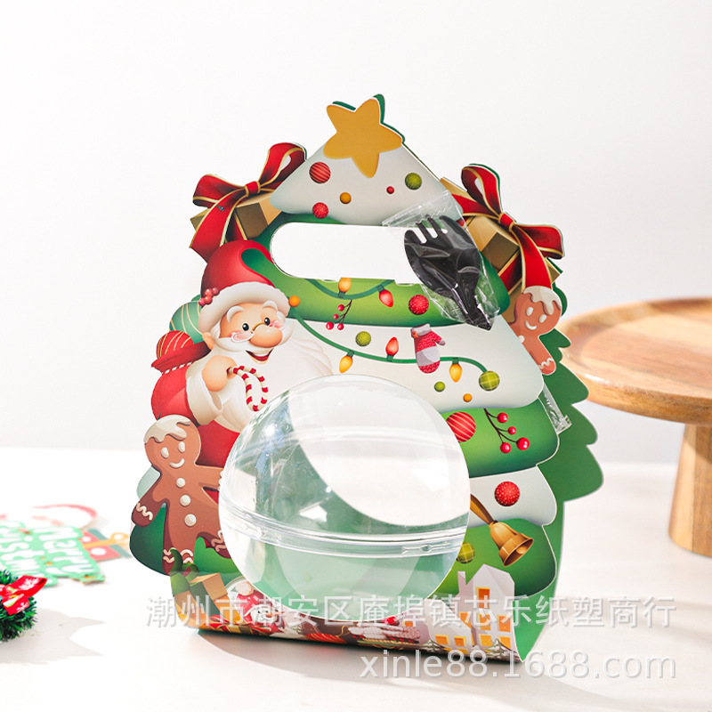 Caja de pastel de Navidad Bola de mousse portátil bola roja neta transparente merienda hornear caja de embalaje de fruta segura