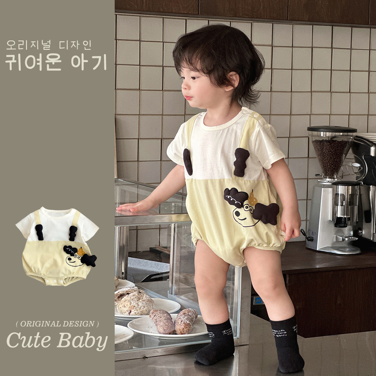 2025 verano nuevo estilo ligero mono bebé tipo a pedo abrigo perrito tridimensional coreano dos ropa de salida falsa 1