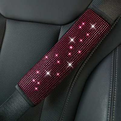 Seat belt shoulder pad: Dazzling Diamond-Studded Rhinestone Full - rose-red-piece-2517