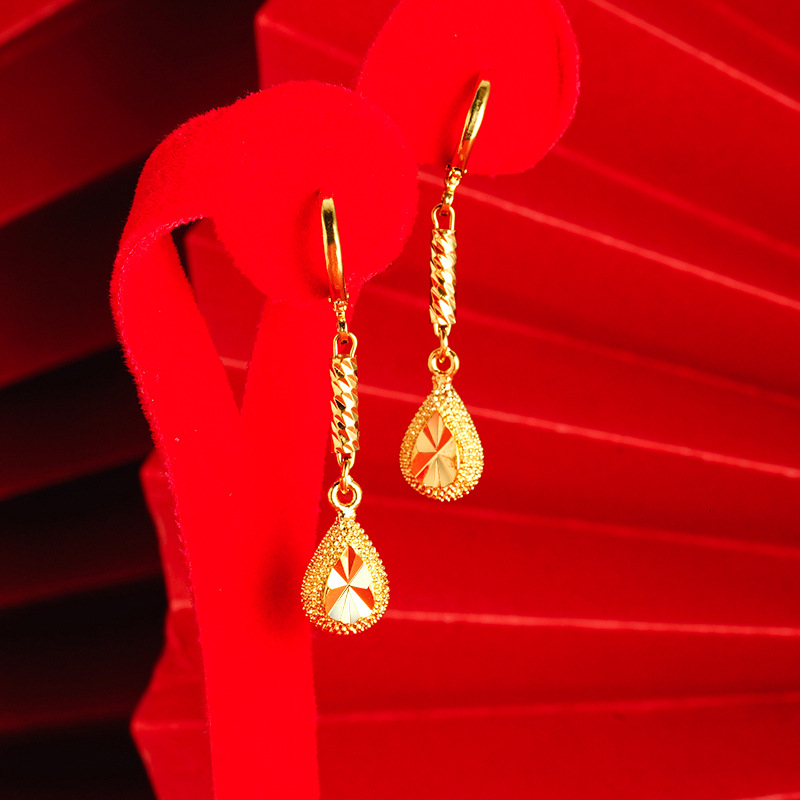 Vietnam sand gold Women's tassel earrings elegant National style water drop earrings ethnic style earrings wholesale supply