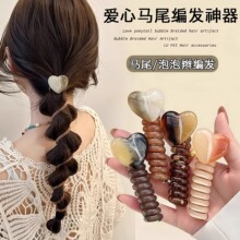 电话线发圈头绳女款2024新款高级感春夏可爱蝴蝶结泡泡辫编发