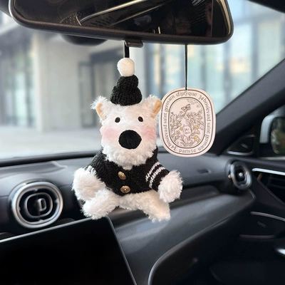 Car hanging Highland Car Pendant Rearview Mirror - black-hat-black-button-west-highland-car-hanger-fragrant-piece