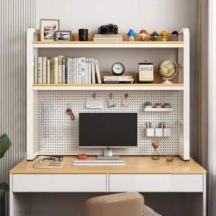 Desk desktop station storage rack multi-layer iron simple student computer desk hole board bookshelf