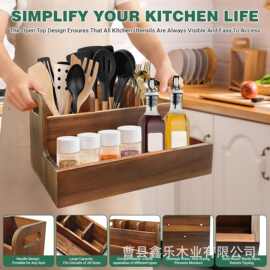 复古木制餐具收纳盒餐厅刀叉放置盒厨房调味品杂物整理盒收纳架