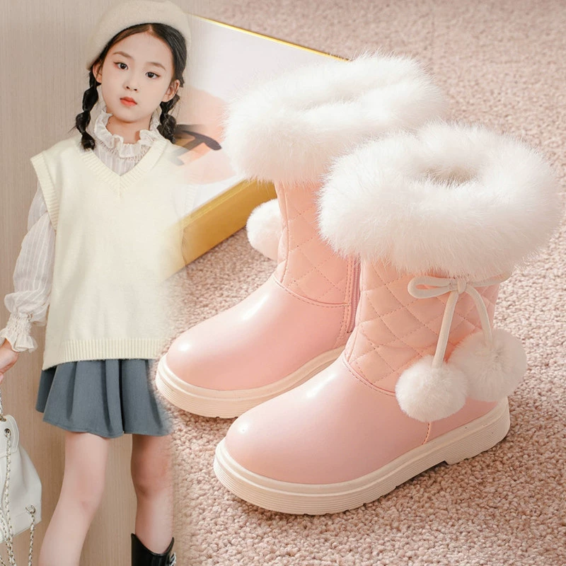 Детские снегоступы зимние 2024 новые студенческие ботинки принцессы толстые хлопчатобумажные ботинки