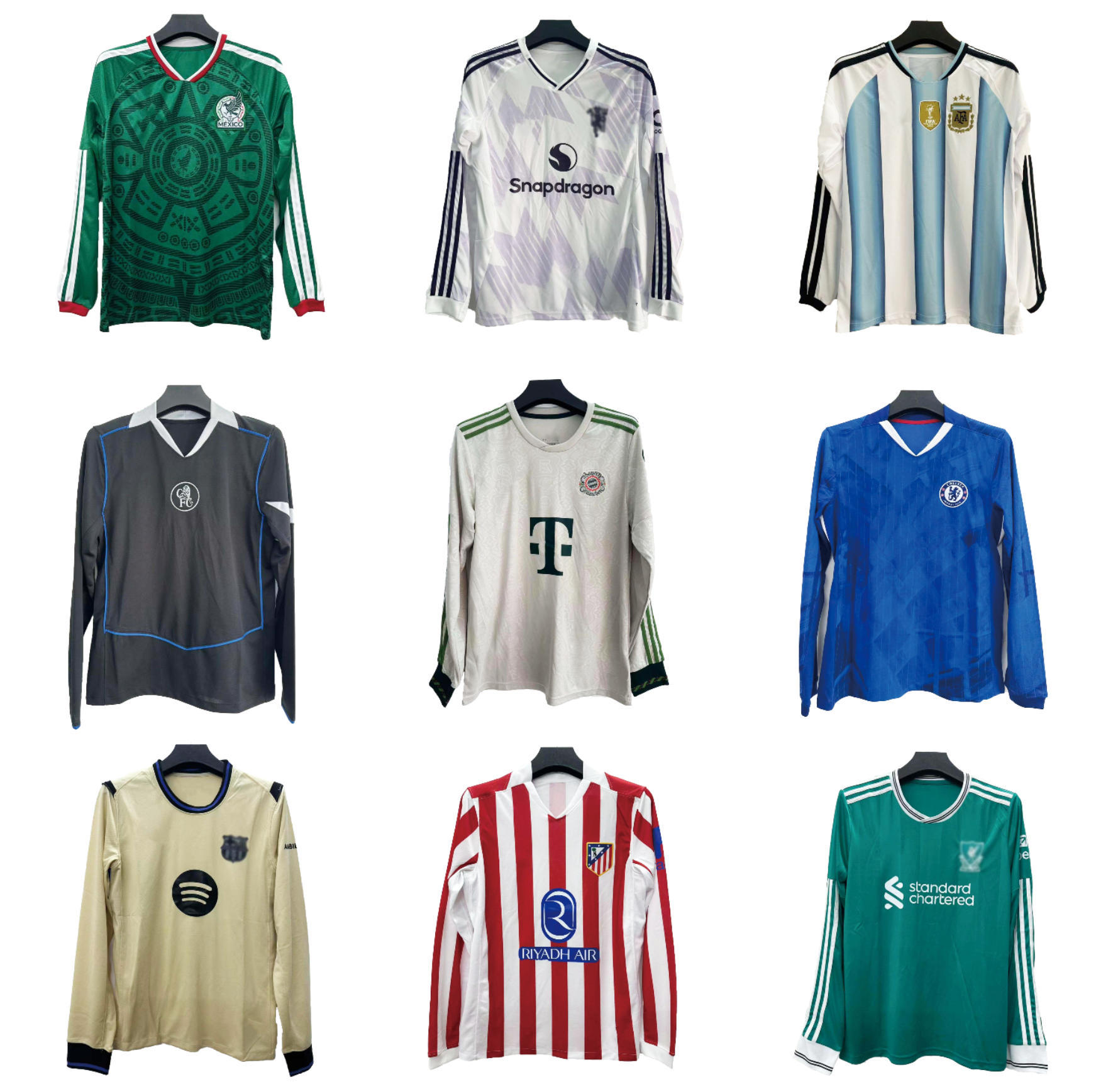 New Long-Sleeved Football Jersey Cup Club National Team Fan Version Football Uniform Football Uniform Manufacturer Direct Sale S-4Xl