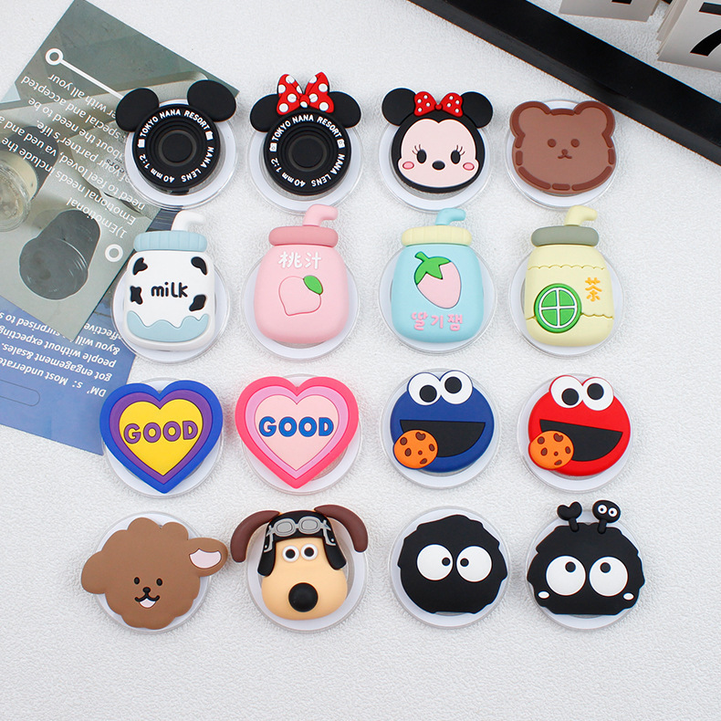 Cute cartoon magnetic transparent airbag bracket silicone mobile phone bracket suitable for iPhone15 Apple 14 bracket