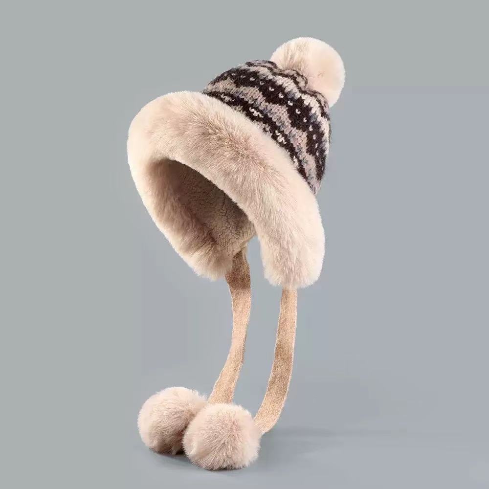 Protector de orejas de peluche para montar en el noreste del frío Thunderfeng sombrero mujer invierno más grueso 2024 nuevo sombrero otoño invierno lindo