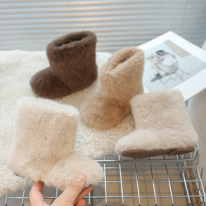 韩版可爱雪怪童鞋女童雪地靴2025冬季新款时尚加绒保暖女宝宝棉靴|undefined