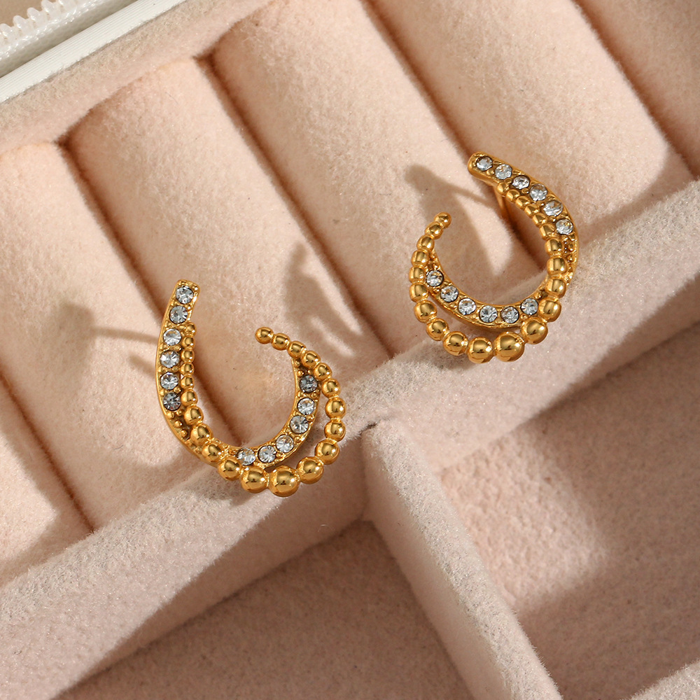 Simple Style Water Droplets Stainless Steel Ear Studs Plating Zircon Stainless Steel Earrings display picture 1