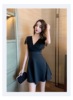 Slim fitting lace patchwork deep V hem dress