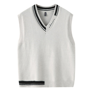 2022 men's knitwear autumn and winter new men's pullover loose trendy Korean casual vest sweater sweater