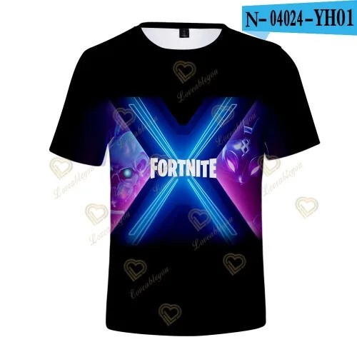 Summer Foreign Trade Fortress Night 3D Printed T-Shirt Amazon fortnite Crewneck Men's and Women's Short Sleeve Europe and America
