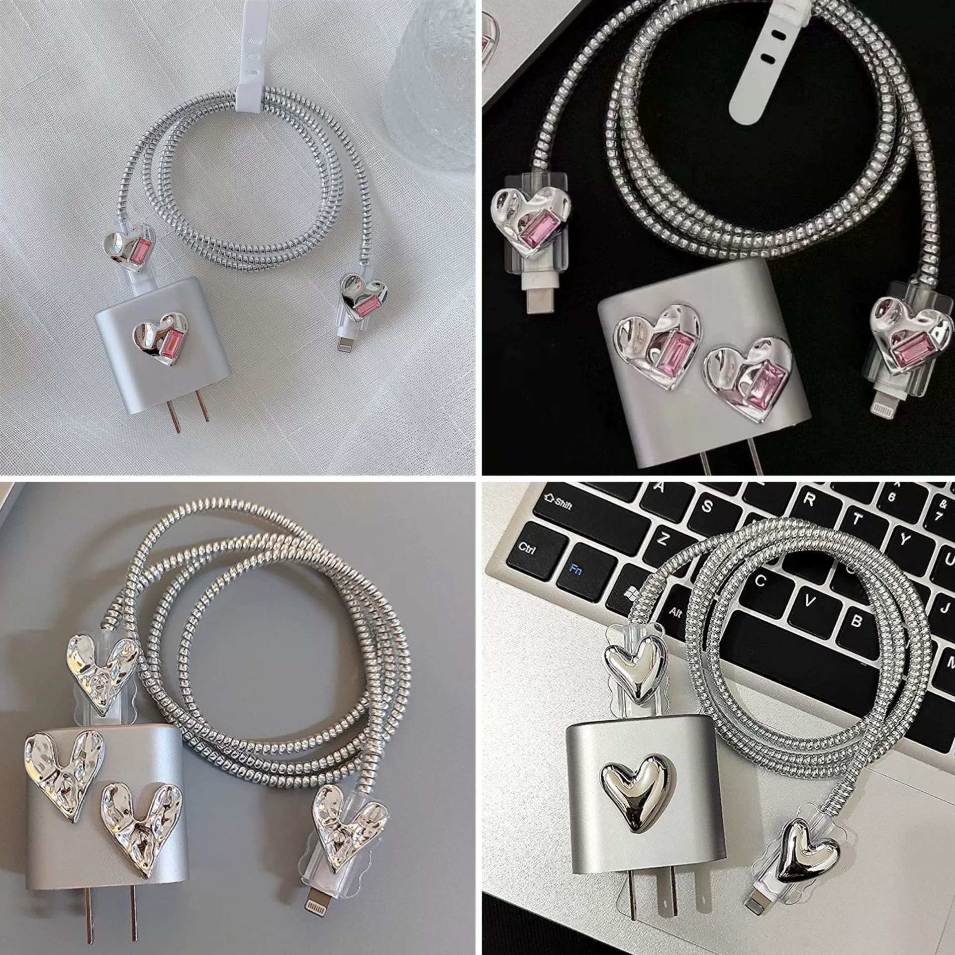 Новый набор из 5 предметов защиты контактов зарядного устройства Diamond Love для Apple Charger 18/20 Европейский и Американский стиль, применение